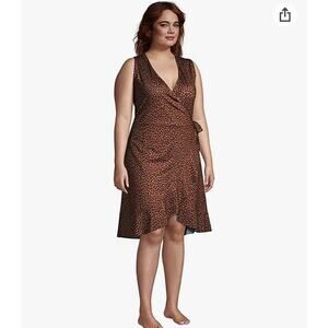 Lands End size small wrap dress swim cover up animal print